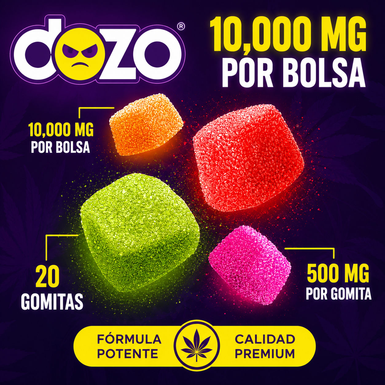 Gomitas D9 Smashers | 500 mg por gomita | 20 Unidades | BLUE RAZZ