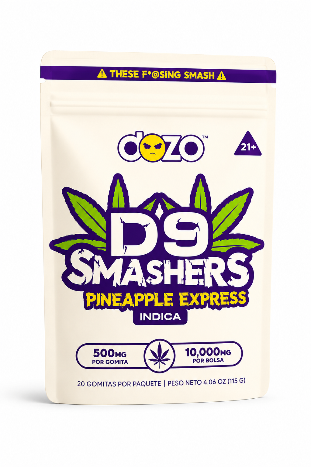 Gomitas D9 Smashers | 500 mg por gomita | 20 Unidades | PINE APPLE EXPRESS