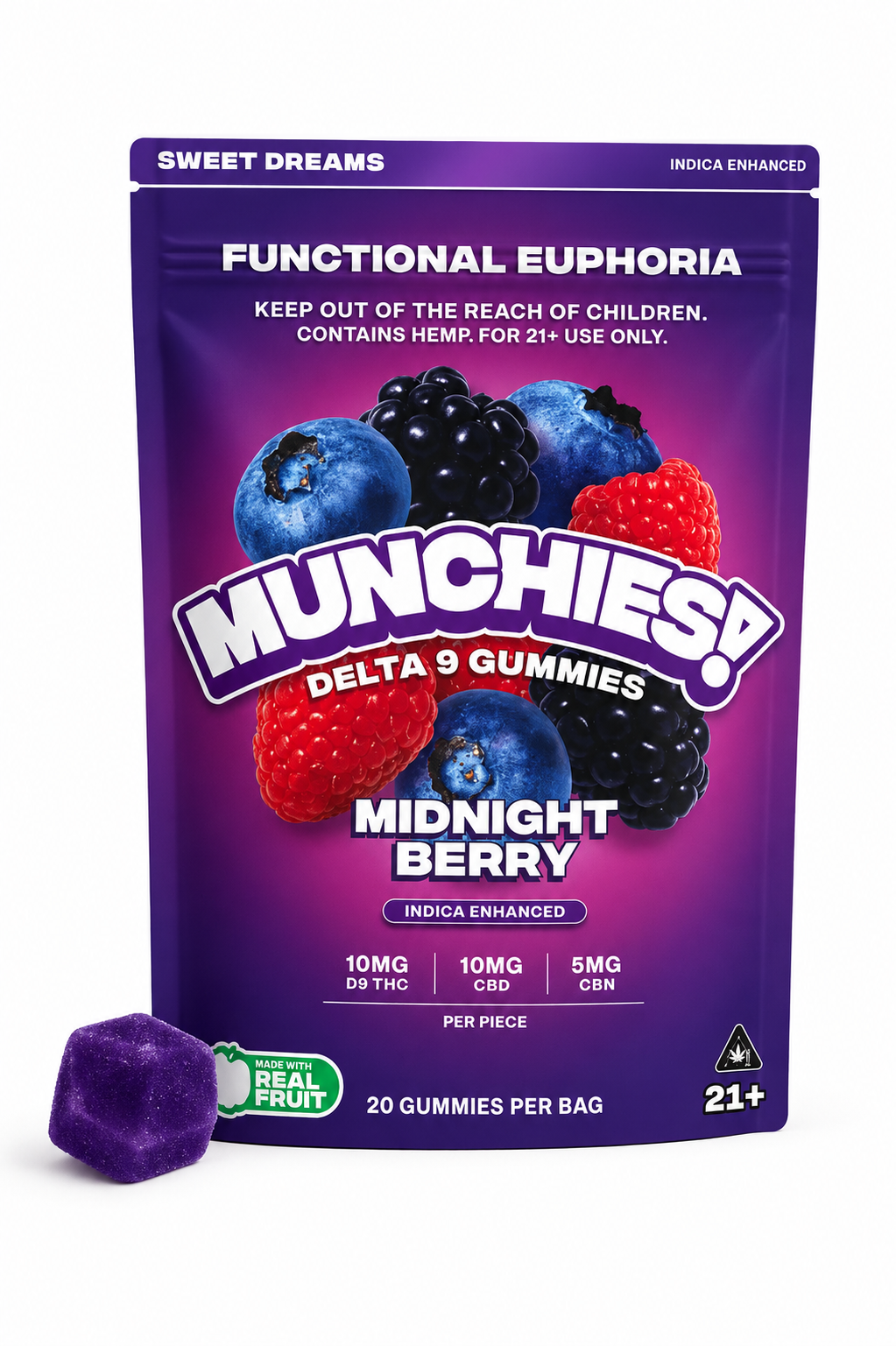 Euphoria Gummies – Midnight Berry – Sweet Dreams (Indica)