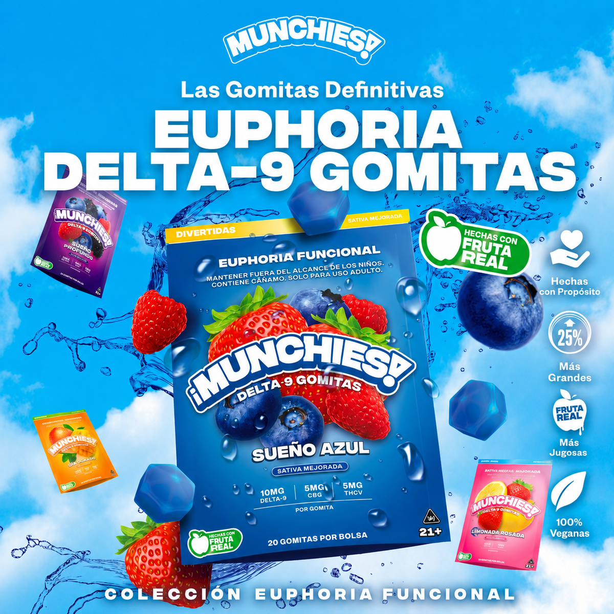 Euphoria Gummies – Blue Dream – Playful (Sativa)(20u)